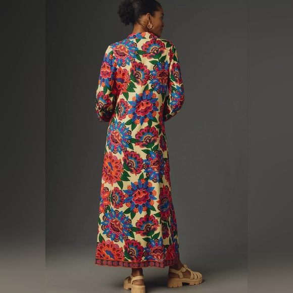 Anthropologie By Farm Rio Button Front Maxi Dress Sz. M - Picture 2 of 10